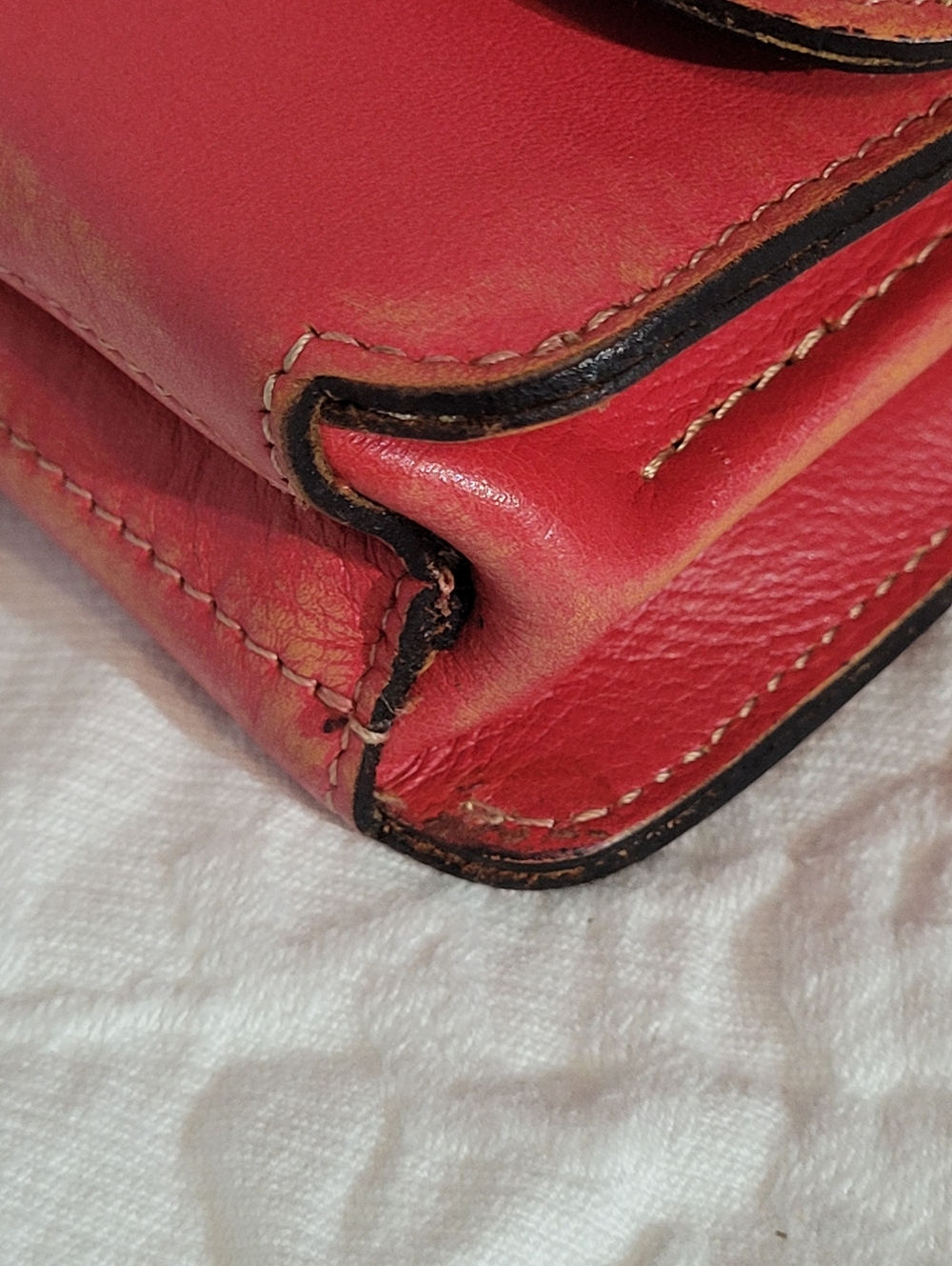 Patricia Nash Red Tan Distressed Leather Small Adjustable Crossbody Bag - Picture 9 of 15